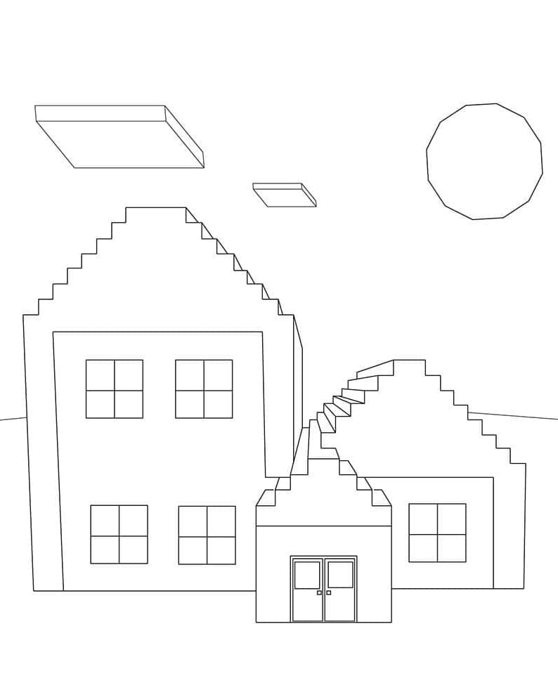 Desenho de Casas Minecraft para Colorir
