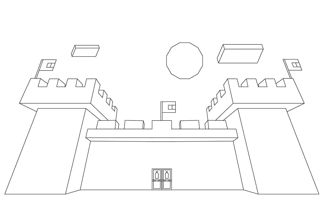 Desenho de Castelo Minecraft para Colorir