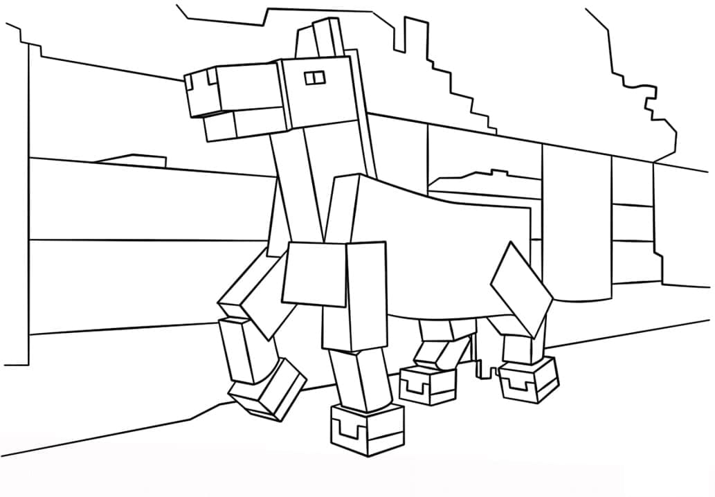 Desenho de Cavalo de Minecraft para Colorir
