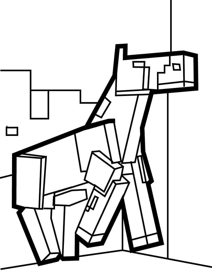 Desenho de Cavalo Minecraft para Colorir