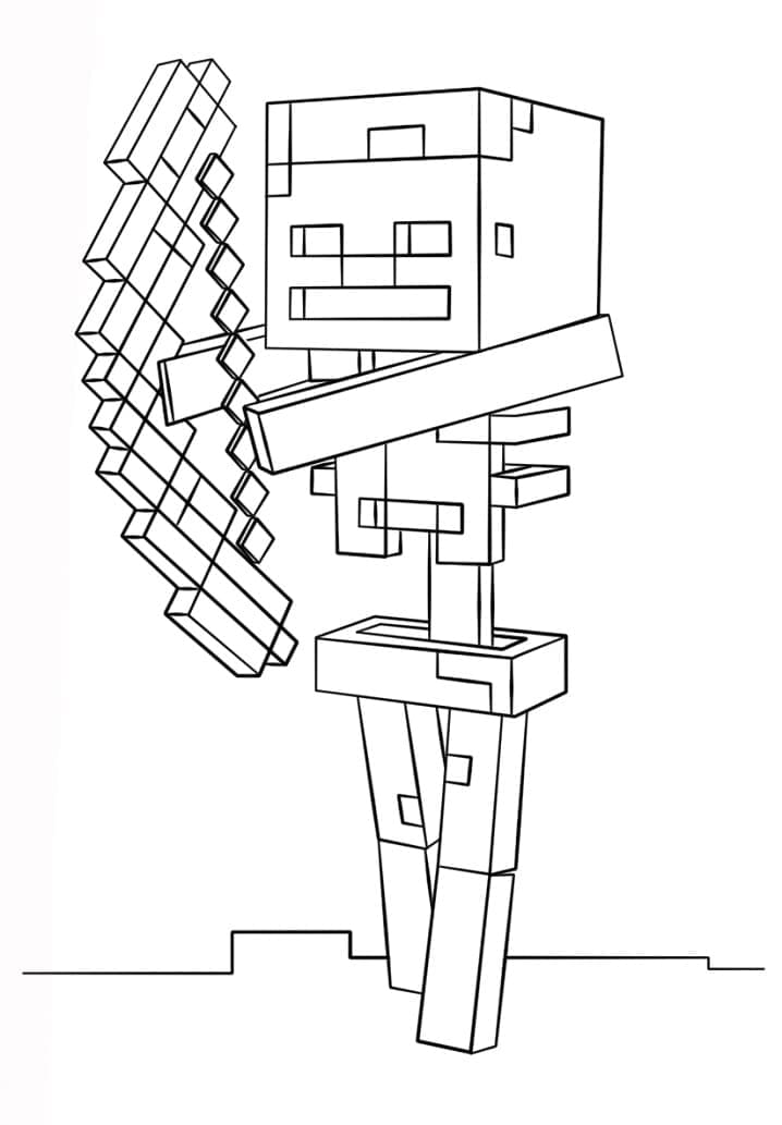 Desenho de Esqueleto Minecraft para Colorir