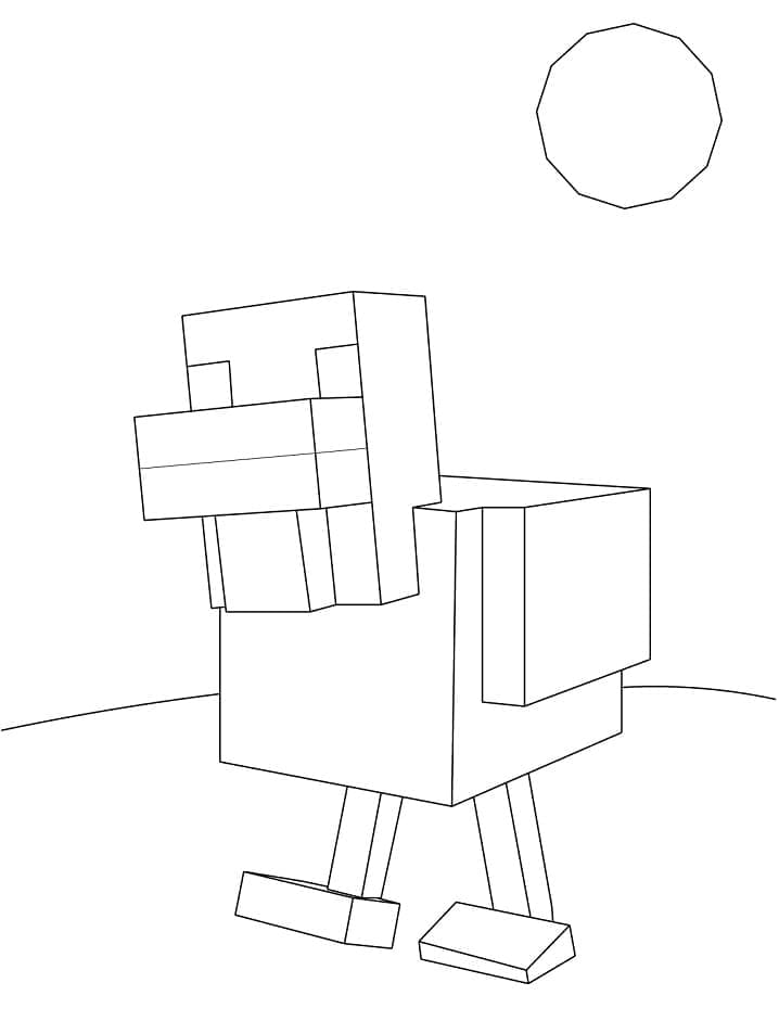 Desenho de Galinha de Minecraft para Colorir