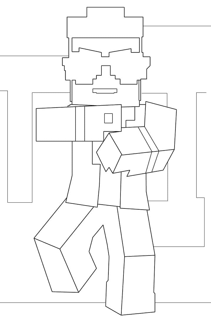 Desenho de Gangnam Style Minecraft para Colorir