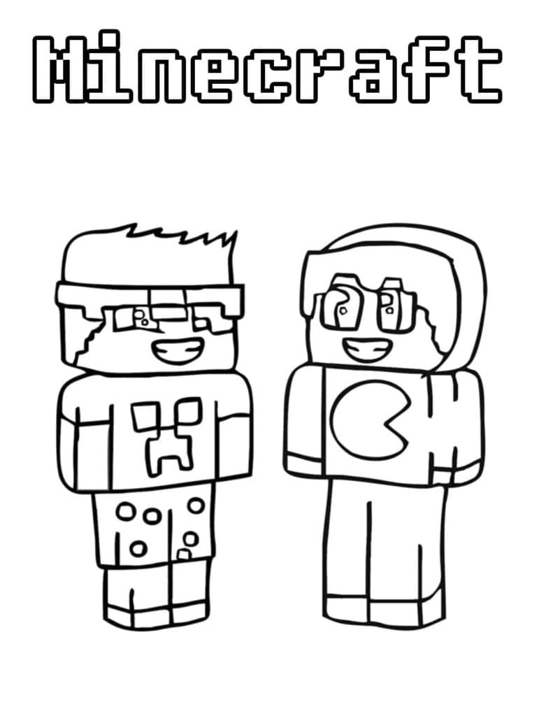 Desenho de Jogadores de Minecraft para Colorir