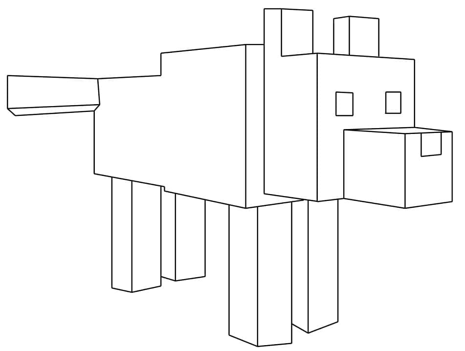 Desenho de Lobo de Minecraft para Colorir
