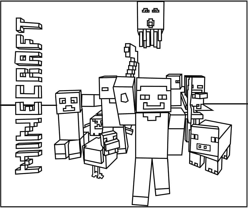 Desenho de Minecraft Grátis para Crianças para Colorir