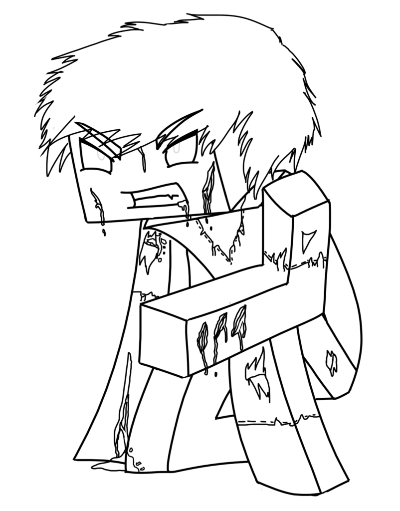 Desenho de Minecraft Zumbi para Colorir Grátis