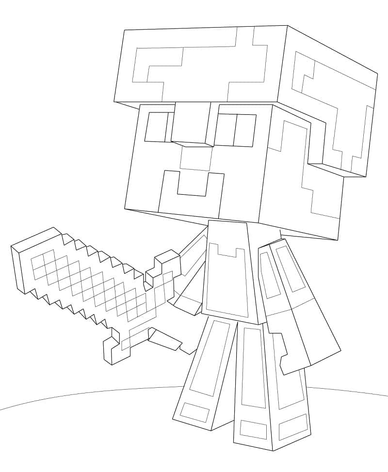 Desenho de Mini Steve de Minecraft para Colorir