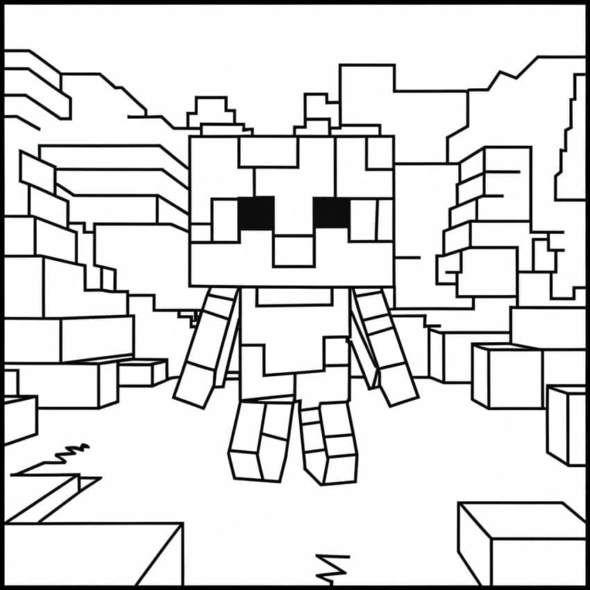 Desenho de Pequeno Jogador de Minecraft para Colorir