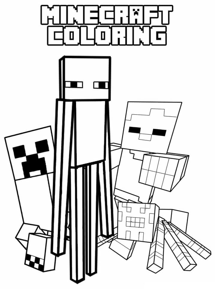 Desenho de Personagens de Minecraft para Colorir