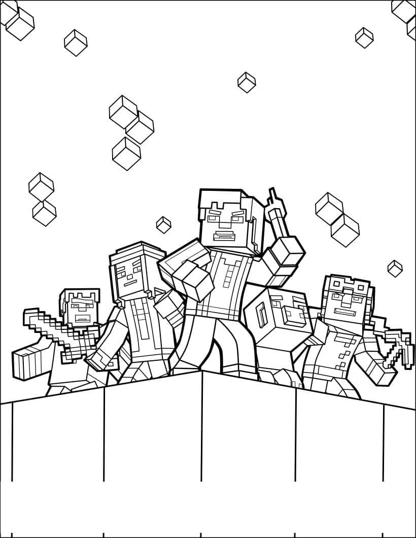 Desenho de Personagens em Minecraft para Colorir