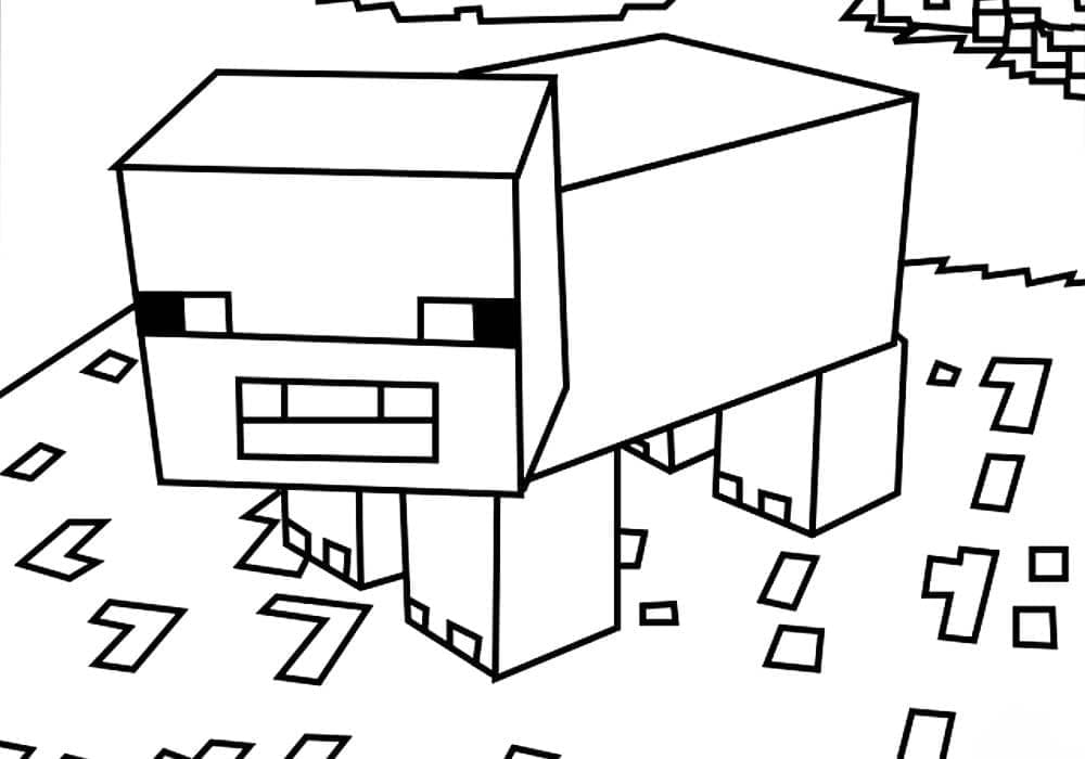 Desenho de Porco de Minecraft para Colorir