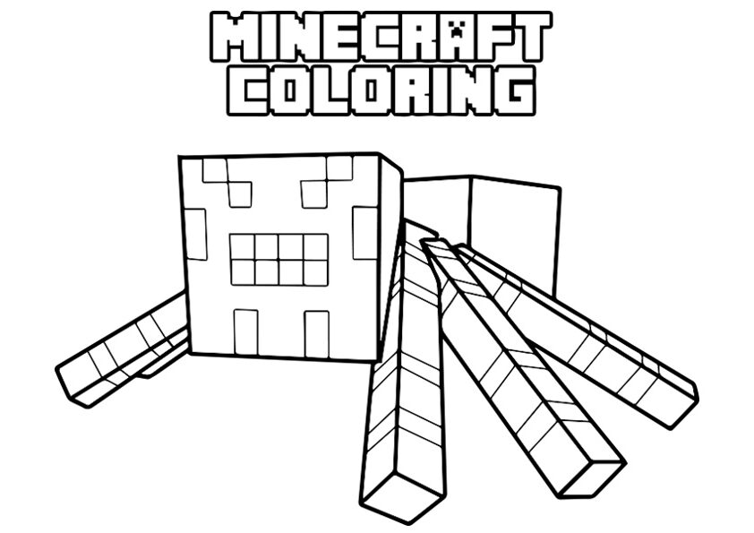 Desenho de Spider Minecraft para Colorir Gratuitamente