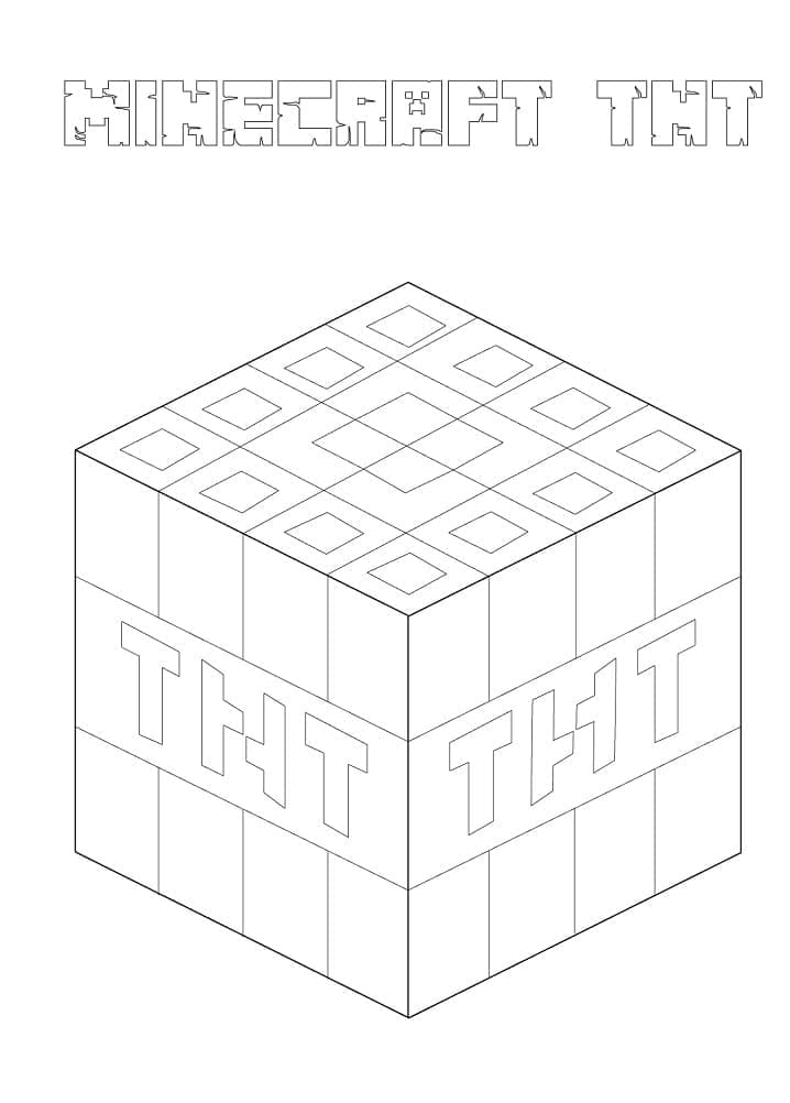 Desenho de Tnt Minecraft para Colorir