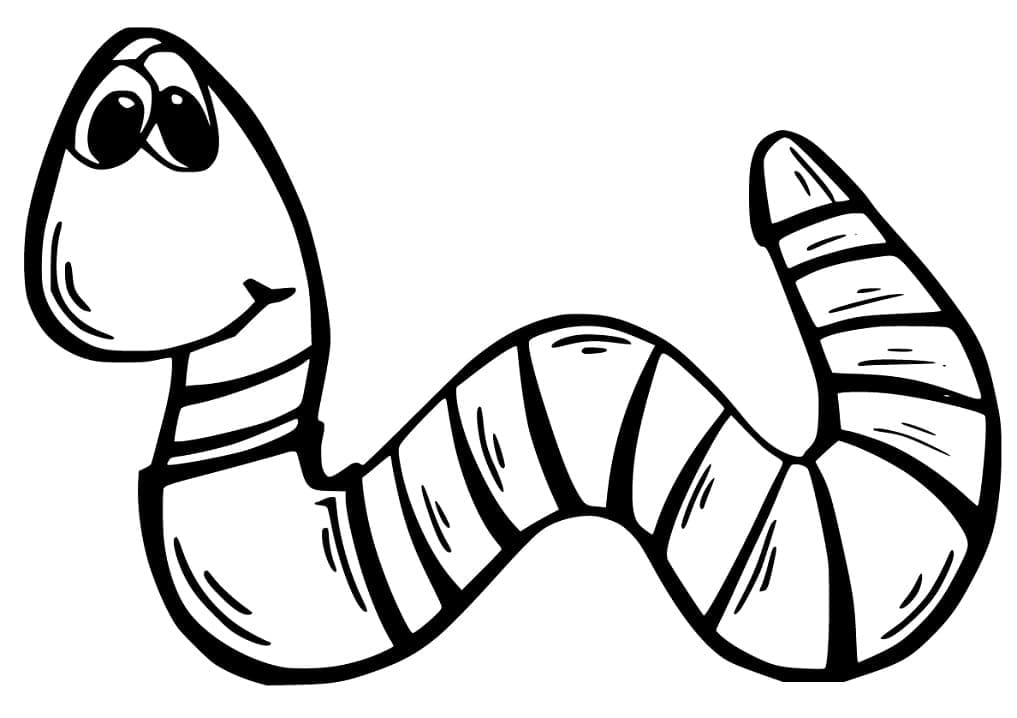 Desenho de Minhoca Engraçado para Colorir