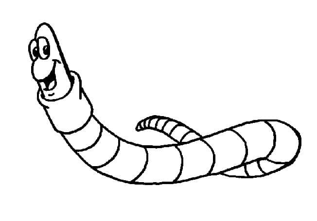 Desenho de Minhoca Feliz de Desenho Animado para Colorir