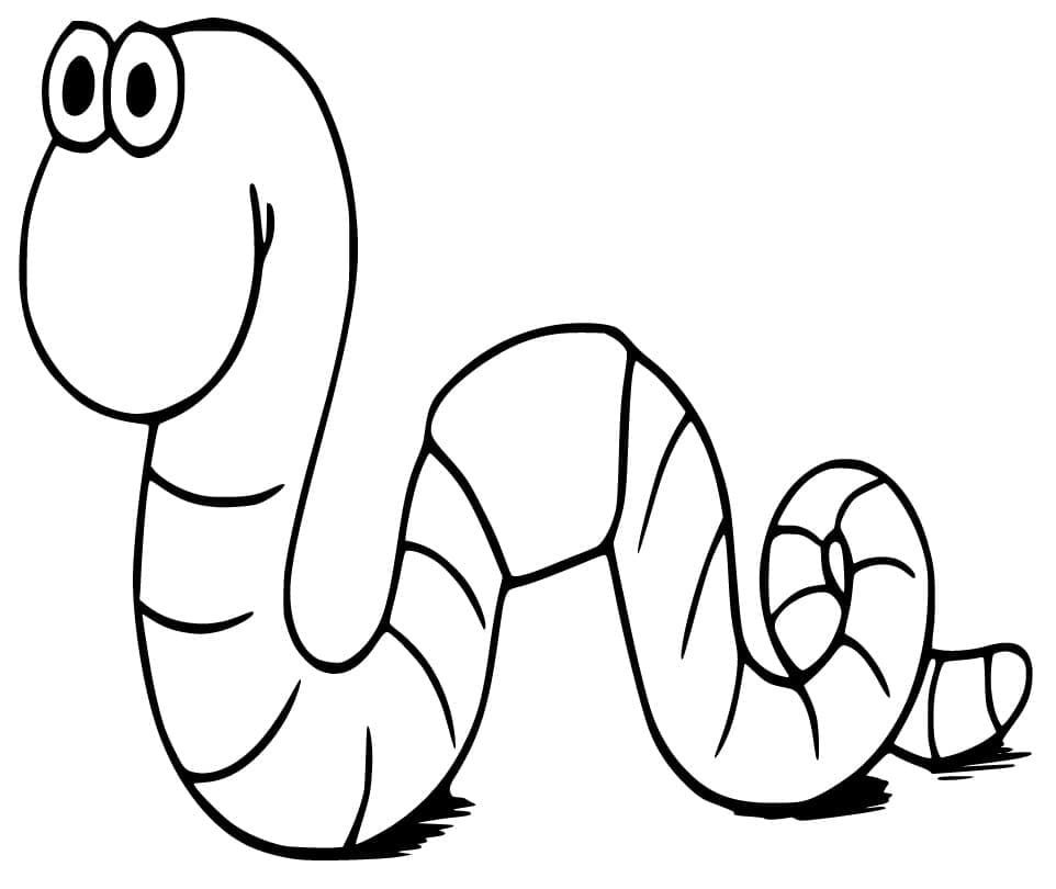 Desenho de Minhoca Fofa para Colorir