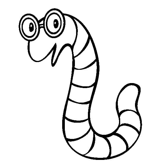 Desenho de Minhoca Inteligente para Colorir