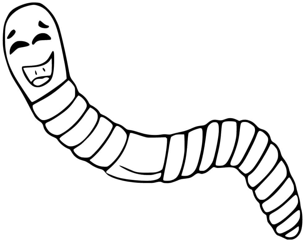 Desenho de Minhoca Sorrindo para Colorir