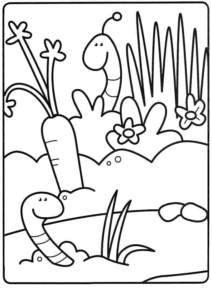 Desenho Minhocas Fofas para Colorir