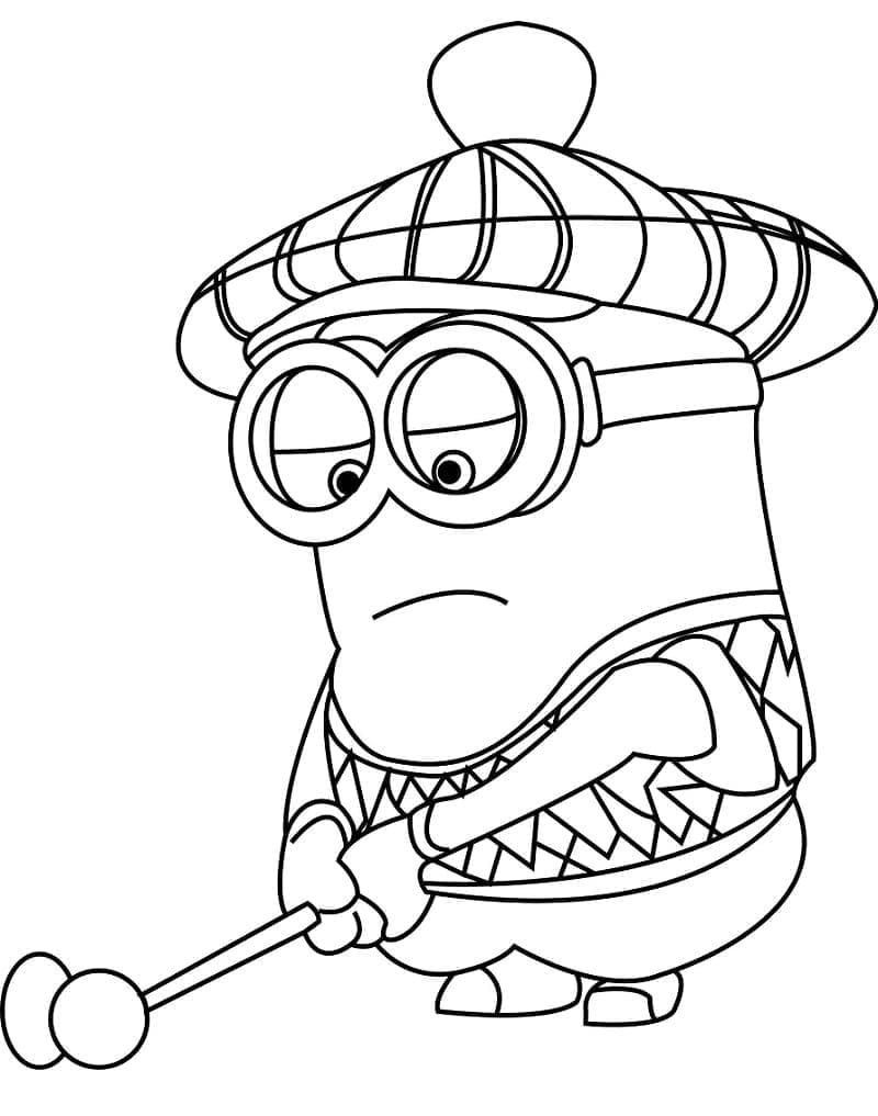 Desenho de Minion Bob Jogá Golfe para Colorir