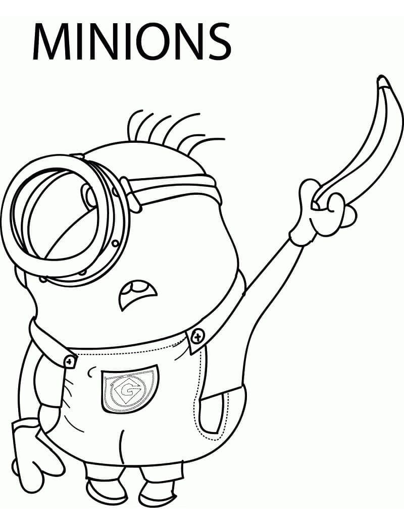Desenho de Minion com Banana para Colorir