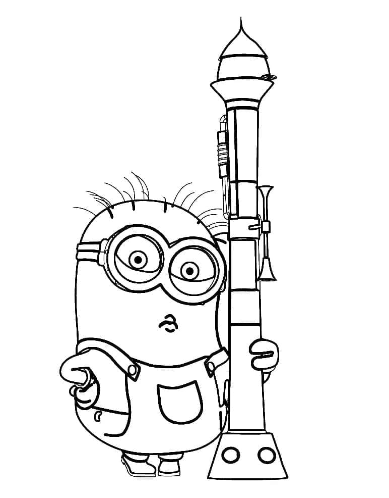 Desenho de Minion com Foguete para Colorir