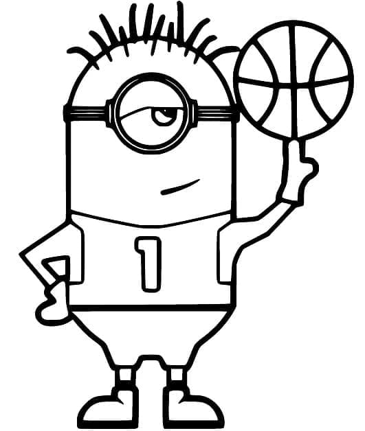 Desenho de Minion Jogá Basquete para Colorir