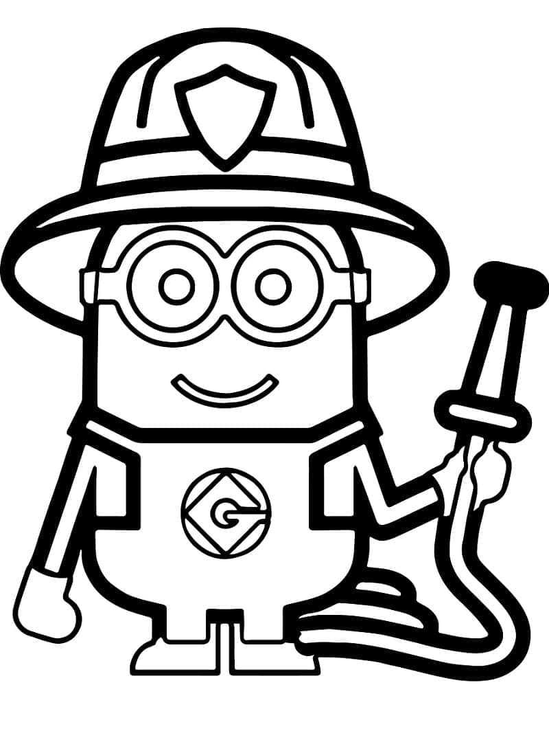 Desenho de Minion Kevin o Bombeiro para Colorir
