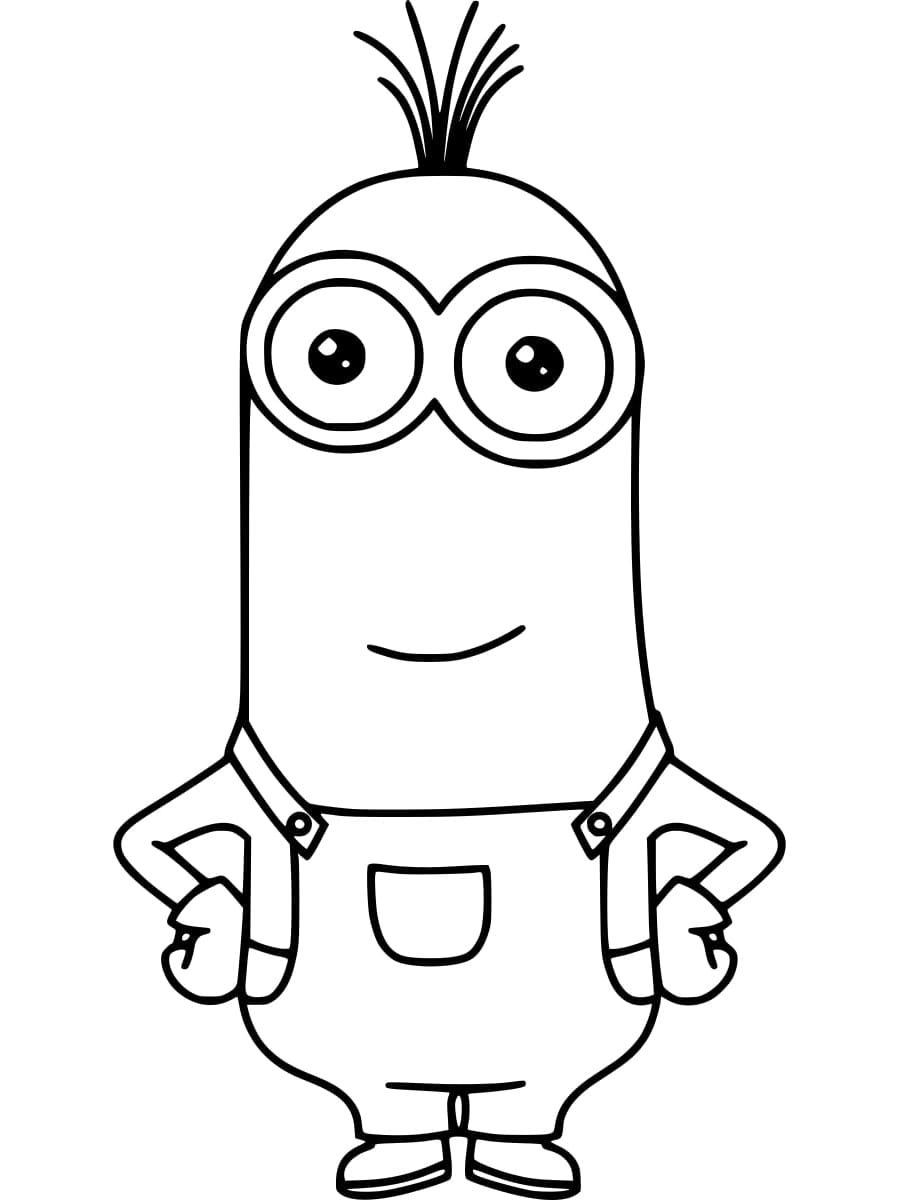 Desenho de Minion Kevin Sorridente para Colorir