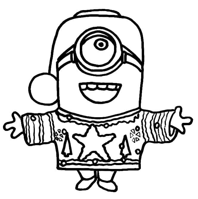 Desenho de Minion no Natal para Colorir