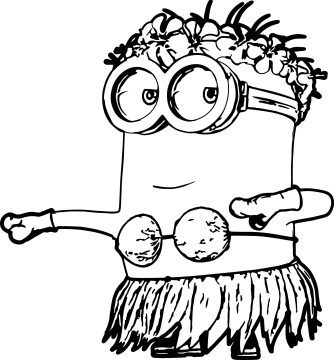 Desenho de Minions dançá Havaiana para Colorir