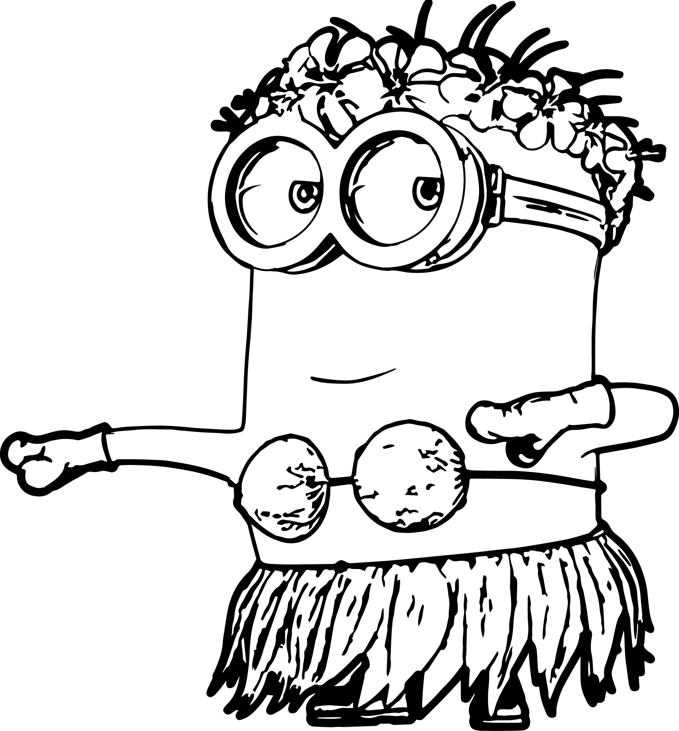 Desenho de Minions Dançá Havaiana para Colorir