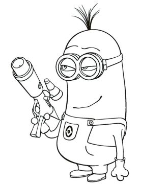 Desenho de Minions Segurando armá Espacial para Colorir