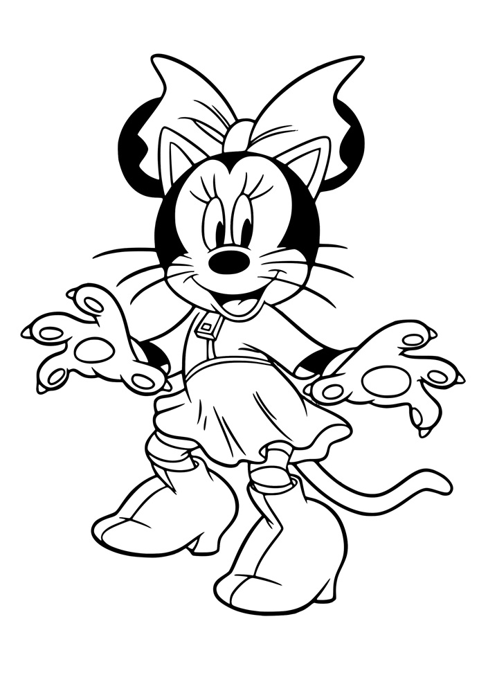 Desenho da Minnie com Roupa de Halloween para Colorir