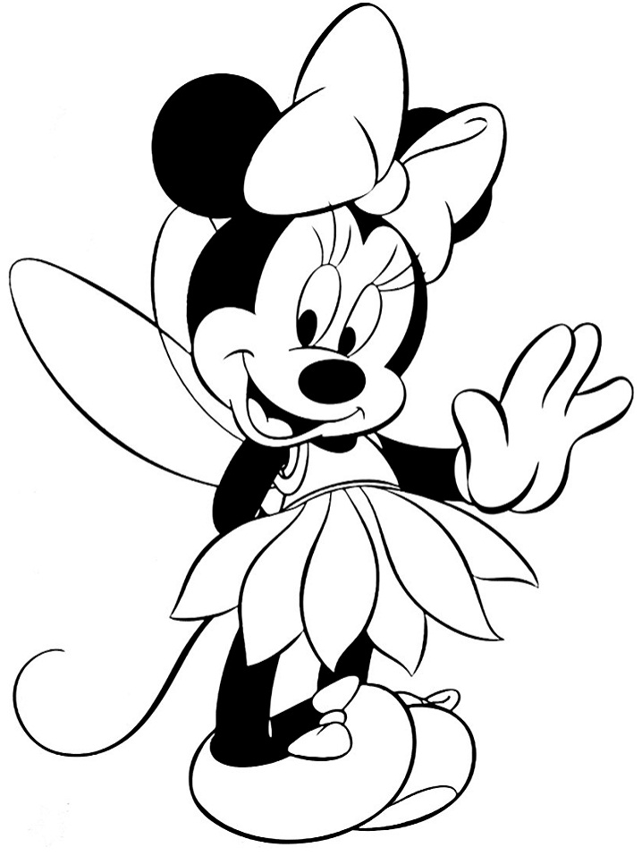Desenho da Minnie Mouse com Roupa de Fada para Colorir
