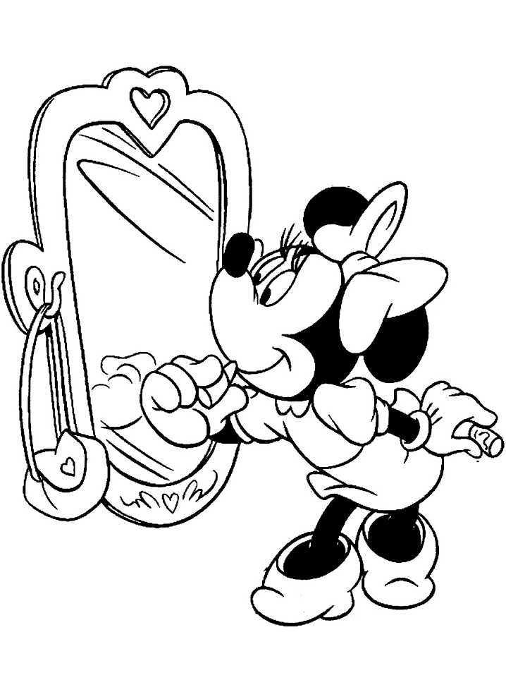 Desenho da Minnie Mouse Olhando no Espelho para Pintar Pdf