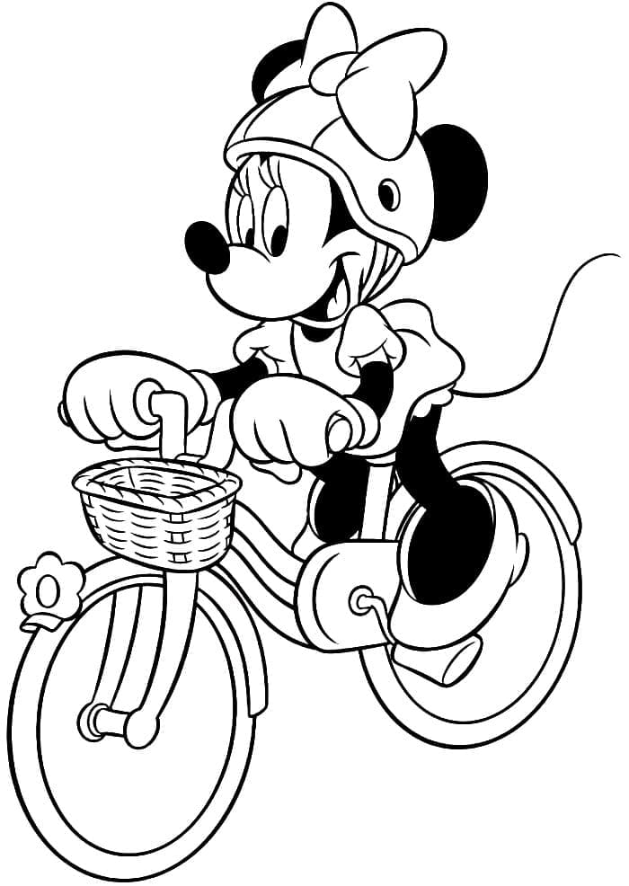 Desenho de Minnie Mouse Anda de Bicicleta para Colorir