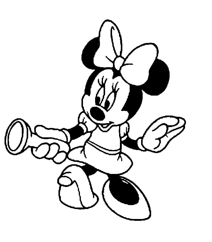 Desenho de Minnie Mouse com Lanterna para Colorir