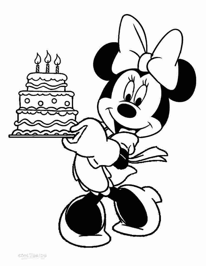 Desenho de Minnie Mouse Festa de Aniversário para Colorir