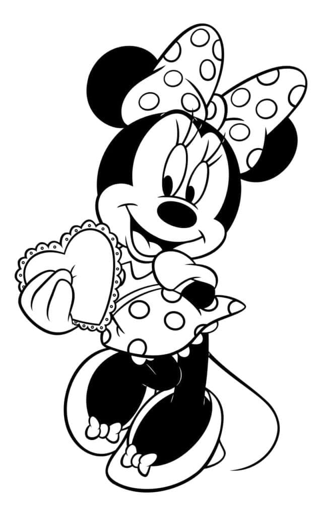 Desenho de Minnie Mouse no Dia dos Namorados para Colorir