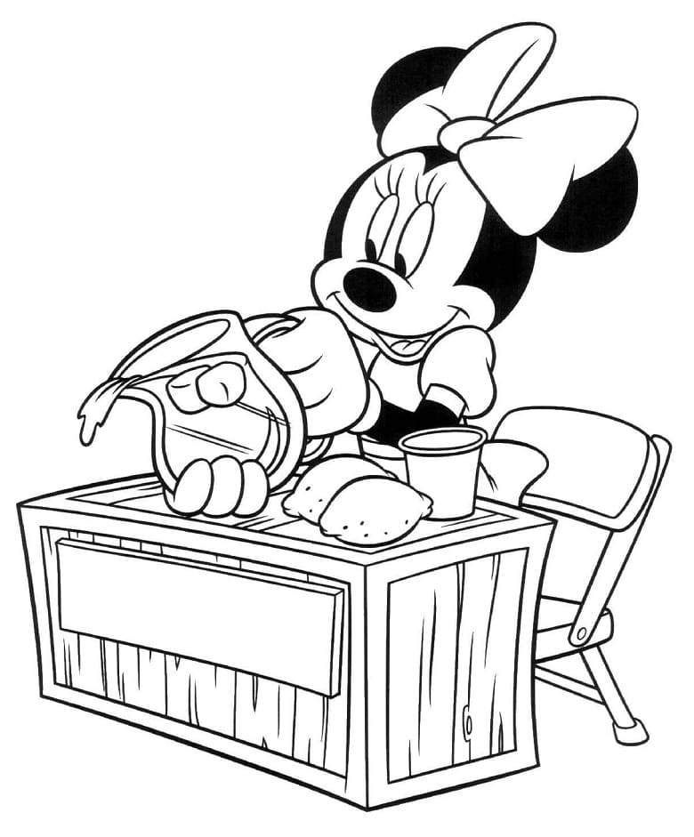 Desenho Minnie com Limonada para Colorir