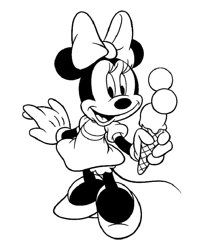 Desenho Minnie com Sorvete para Colorir