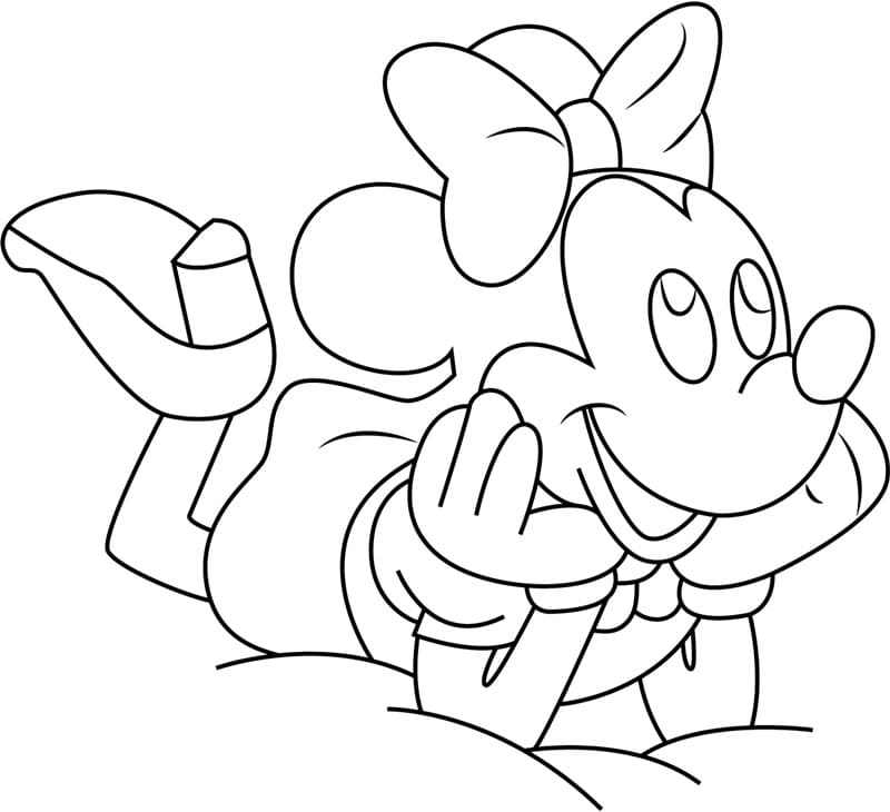 Desenho Minnie Mouse Feliz para Colorir