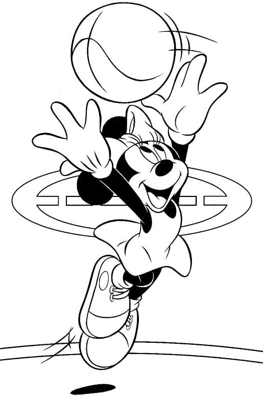 Desenho Minnie Pegando Bola para Colorir
