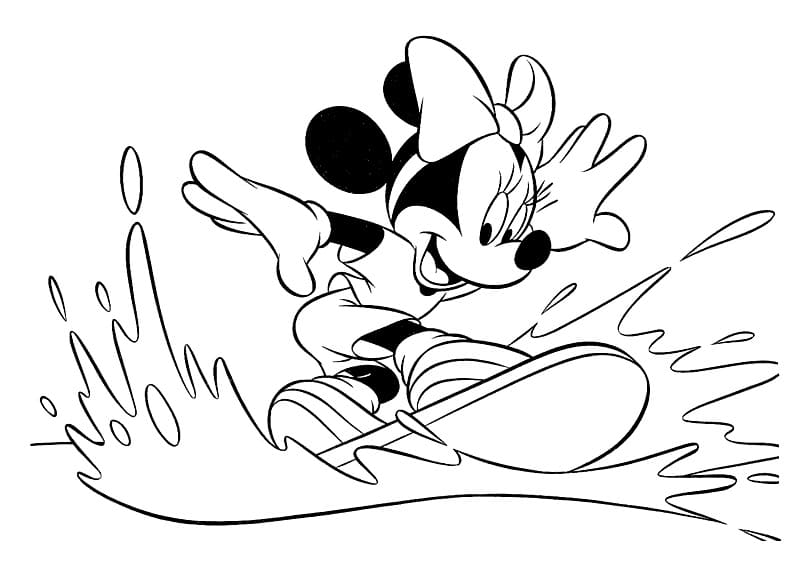 Desenho Minnie Surfando para Colorir