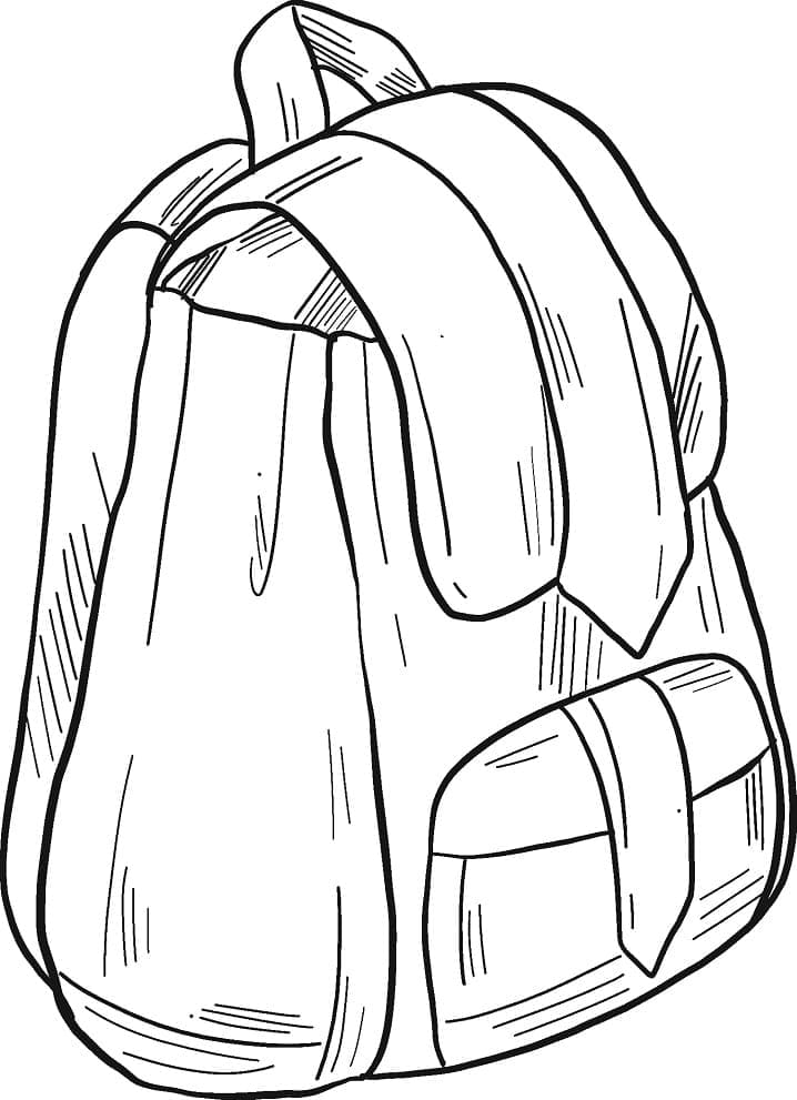 Desenho de Mochila com Livros para Colorir