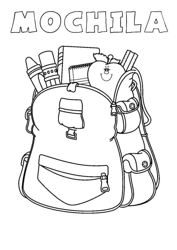 Desenho de Mochila Divertida para Colorir