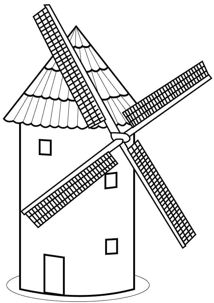 Desenho de Moinho de Vento Baixar Imprimivel