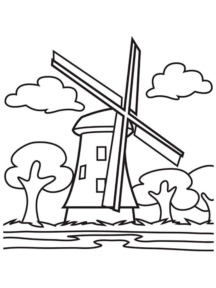 Desenhos de Moinho de Vento para Colorir